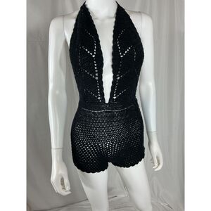 Alix Pinho Renewal Crocheted Cotton Playsuit And Maxi Skirt Set Dress Black XS